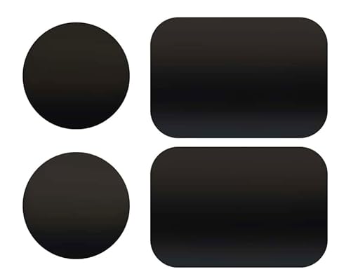Qinoc Metal Plates for Mobile Magnetic Mount - Universal Replacement Plate Metal Disc with Strong Adhesive for Car Mounts, Magnetic Phone Holder - 2 Rectangle and 2 Round (All Black)