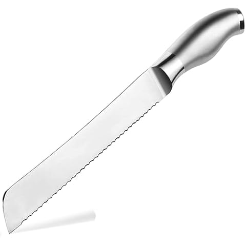 Brandobay Bread Knife 8-Inch, High Stainless Steel, Ergonomic Handle, Cakes Slicing Knife Cover