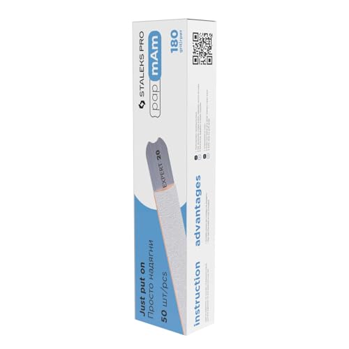Staleks Pro Disposable White Nail Files papmAm Expert 22 180 Grit 50 Pcs Glueless Replaceable Abrasives Precise Nail Shaping Manicure & Pedicure