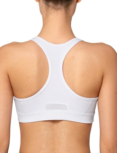 Image of Yvette Racerback Sports Bras for Women High Impact Front Zip Supportive Wireless Workout Bra