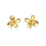 Cinlan Gold Flower Earring Sweet Gardenia Flower Stud Earrings for Women