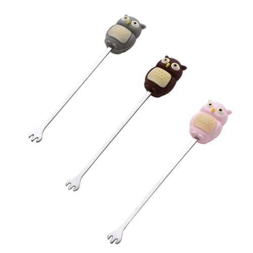 FUNOMOCYA Elegant Owl Fruit Fork Set 7-piece Stainless Steel Fruit Pick Set for Snacks Desserts and Parties Stylish Home Dec