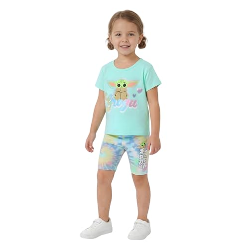 Image of STAR WARS Grogu Girls Short Sleeve T-Shirt and Bike Short Set for Toddler and Big Kids