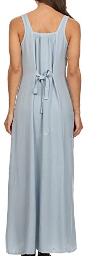 Image of Sakkas Stella Long Tank Top Adjustable Caftan Corset Dress with Embroidery