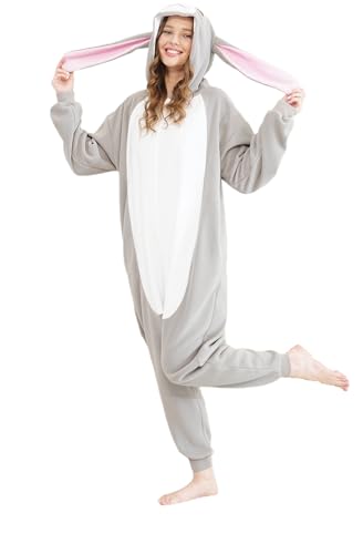 DSMTALS Unisex Adult Animal Onesie Pajamas Cozy Flannel Halloween Costume Homewear Sleepwear for Men and Women S