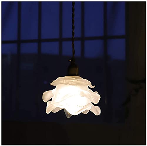 Lámpara de Techo para Interiores, 13 cm de diámetro, Estilo japonés, con pétalos de Cristal, latón, para Barra, lámpara Colgante de mesita de Noche, Estilo Retro Americano para Dormitorio.