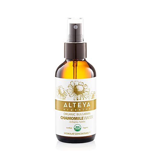 Alteya Botella de agua de manzanilla orgánica de 240 ml - USDA certificado orgánico floral agua vapor destilado de frescas Anthemis Nobilis flores - hidratante, calmante y calmante Cover