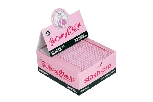 Image of Stash-Pro Burning Desire Rolling Papers - King Size Slim - Pink Pack - 50 Booklets (32 Leaves Each) | Ultra Thin, Slow Burning, Chlorine-Free Premium Rolling Paper