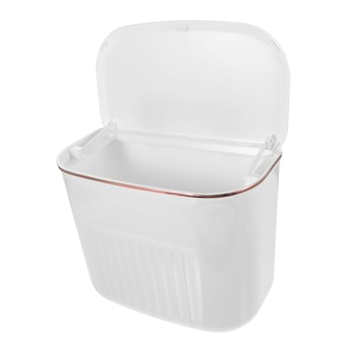 POPETPOP Cubos de Basura Colgantes para Cocina con Tapa Corredera Contenedor de Residuos Compacto y Práctico para Puertas de Armario hasta Duradero Color Blanco Pequeño Almacenamiento de