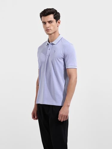 Image of The Indian Garage Co Men Regular Fit Textured Polo Neck Half Sleeves Tshirt