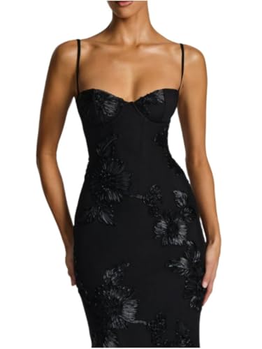 Floral Embroidery Spaghetti Strap Mermaid Maxi Dress Wedding Cocktail Party Daily Wear3