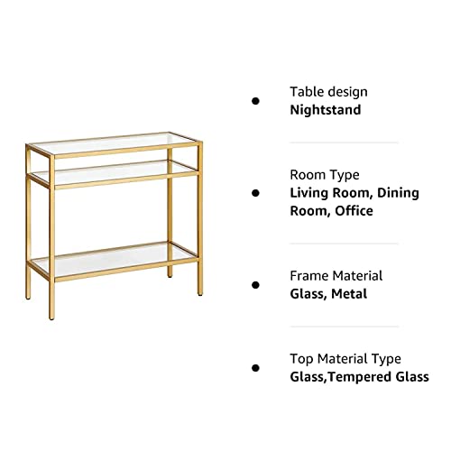 Henn&Hart 24" Wide Rectangular Rectangular Side Table In Brass, Table For Living Room, Bedroom #TOP7