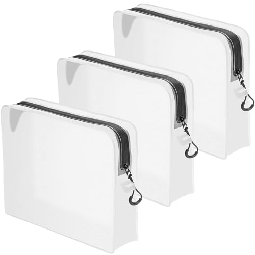 Qbily Clear Leak Proof Travel Bags for Toiletries 3 Pack, Super Soft Waterproof Leak Proof BPA Free, Semi-Clear Toiletry Cosmetic Makeup Bags for Travel, Approved Travel Toiletry Bag With Zipper