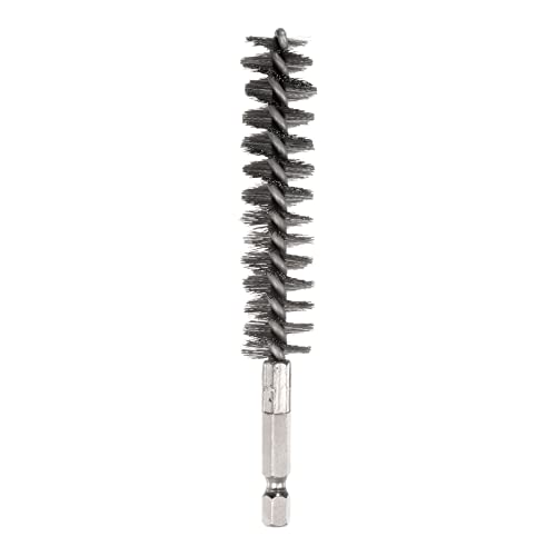 HARFINGTON Stainless Steel Bore Brush 17mm Dia Cleaning Wire Brush with Handle 1/4 Inch Hex Shank for Tubes, Ports, Bearings
