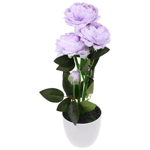 Amosfun Flores Artificiales de Peonía en Maceta de Plástico, Realistas Necesidad de Riego, Decoración Elegante para Hogar y Tienda
