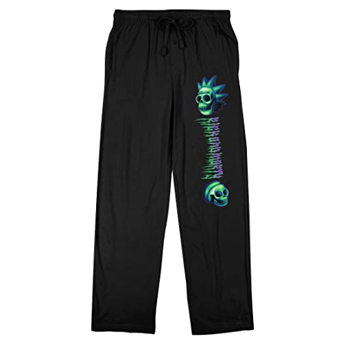 Rick & Morty Character Skulls Men's Black Sleep Pajama Pants