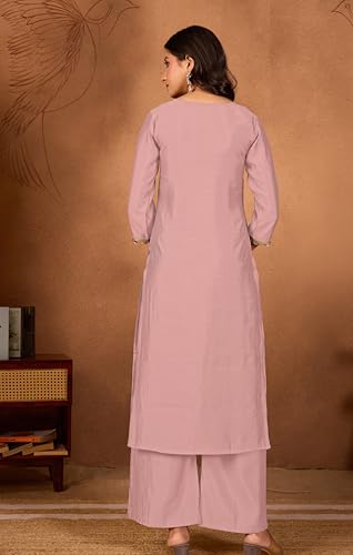 Image of Women Straight-Cut Kurta Pant Set with Subtle Golden Lace Embellishment | Elegant Ethnic Wear for Festive, Office & Casual Use
