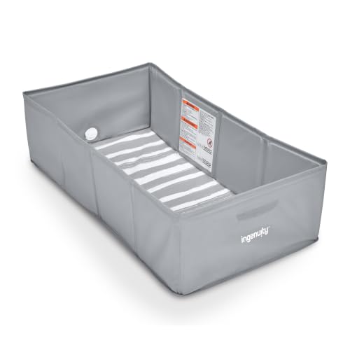 Image of Ingenuity Tuckaway Toddler Folding Tub, Converts Shower to Tub, Folds to Store, Easy to Clean, No Assembly Required, Portable Baby Bathtub for Travel, 12M-5Y, Gray