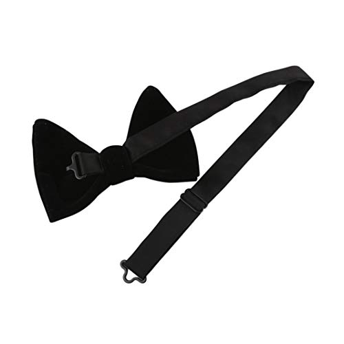 Image of Mens Oversized Velvet Bow Tie Solid Color Formal Tuxedo Pre-Tied Big Bowtie