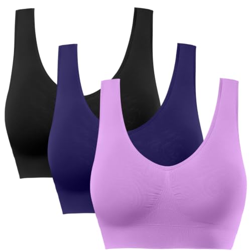 Image of BESTENA Sports Bras for Women, Seamless Comfortable Yoga Bra with Removable Pads | Wide Straps, Medium Support, Wireless, Sleep, Everyday Bra, Super Soft