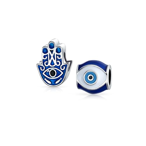 Mano de Hamsa y Ojo Turco dijes de buena suerte en plata de ley para chicas