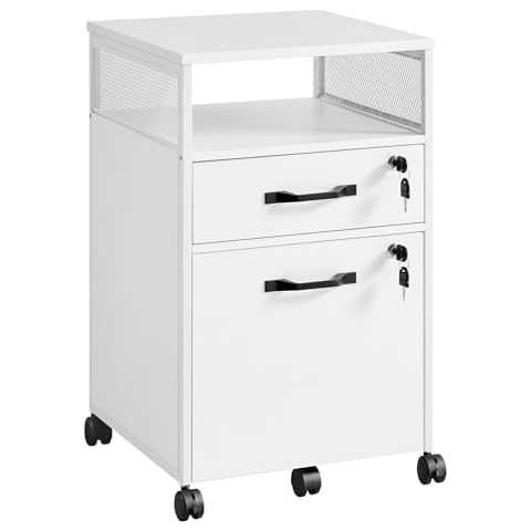 VASAGLE Mobile Filing Cabinet with Lockable Drawers Cover