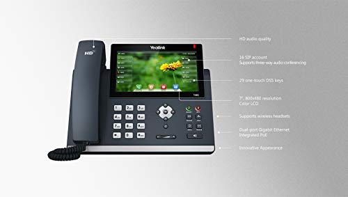 Teléfono Yealink T48G SIP POE con fuente y paño miniatura 2