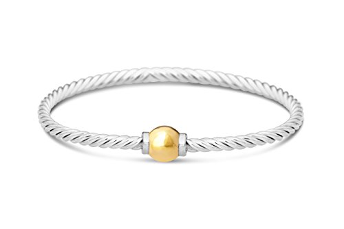 Michael's Jewelers-Provincetown Beach Ball Twist Bracelet From Cape Cod two-Tone 14k solid ball gold and 925 sterling silver bangle