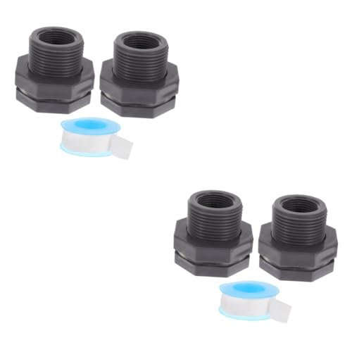 ARTIBETTER 4 Pcs Pvc Partition Connector Bulkhead Adapter Bulkhead Coupler Water Pipe Connector Pvc Pipe Fittings Bulkhead Fitting Garden Hose Fitting Water Tank Connector Bulkhead Connector