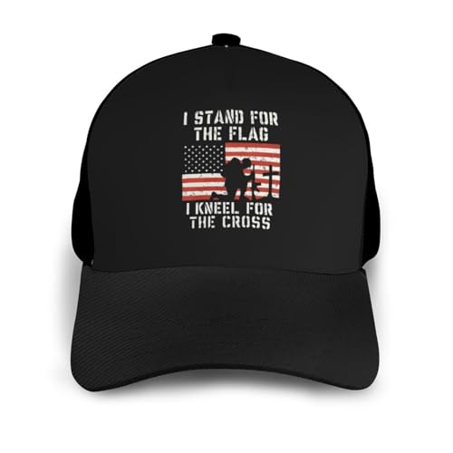 I Stand for The Flag I Kneel for The Cross Bonnets Curved Brim Mesh Baseball Cap Casual Sun Hat Unisex3