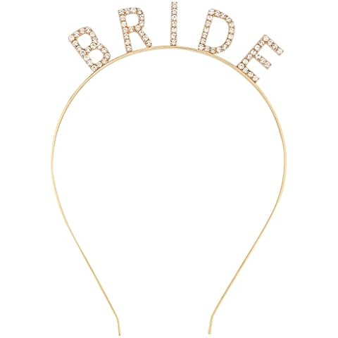 KICOSY Bride Headband Bride Tiara Bride Headband Bachelorette Party Decorations Bridal Shower Favors Rhinestone Wedding Bridal Hair Accessories Gold Cover