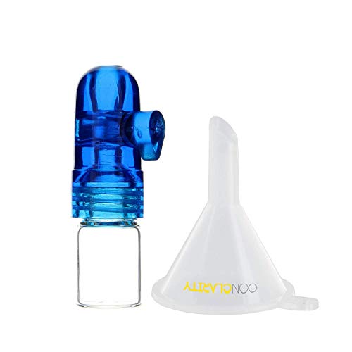 Premium 0.5g Short Blue Snuff Bullet Spices and Sweetener Portable Travel Storage (Glass and Acrylic) with ConClarity Micro Funnel