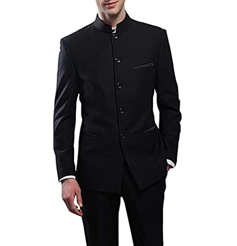 WQHSY Men's Chinese Tang Suit Jacket Pants Casual Stand Collar Blazer Wedding Dinner Festival Dress2