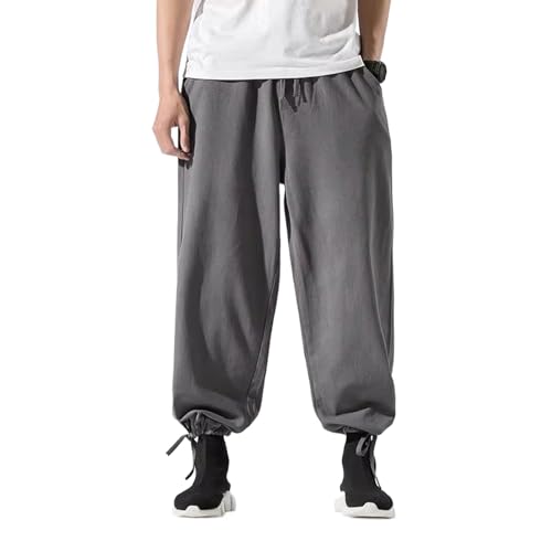 Pantalon à jambe large homme coupe droite fluide style chinois traditionnel