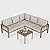 VONZOY 6 Pieces Patio Furniture Set, Wood-Look Metal Outdoor Sectional Furniture Conversation Set, L Shape Patio Couch with Side Table, 6.5" Thick Olefin Cushions for Garden, Backyard, Deck(Beige)