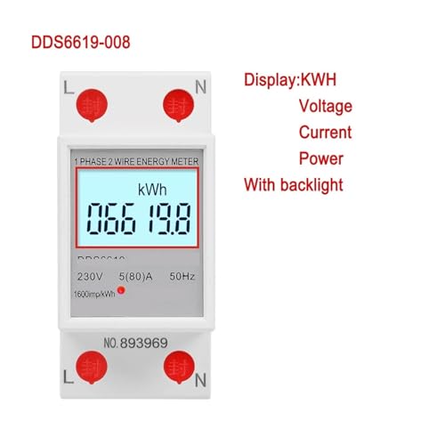 Compteur électrique Din DDS6619-008 avec grand écran LCD rétroéclairé