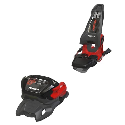 Marker Jester 16 Ski Bindings - Unisex Adult Lightweight Durable Stable Magnesium 6-16 DIN Range Freeride/Freestyle Skiing Bindings, Universal Boot Sole Compatibility, Anthracite/Black/Red, 100mm