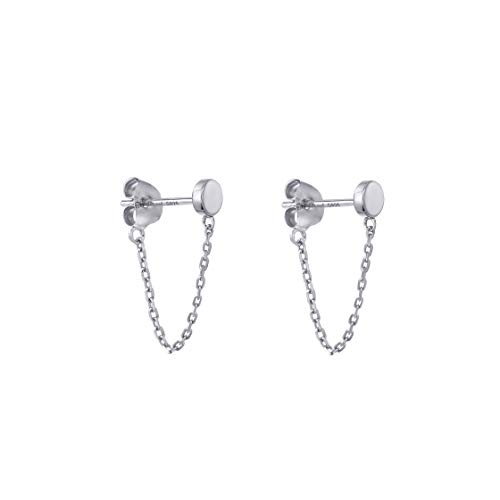 Chaînettes Boucles du0092oreilles Petits Pois Pendantes à Enfiler en Argent Sterling 14 k Boucles d'Oreilles en Or pour les Femmes (argent)
