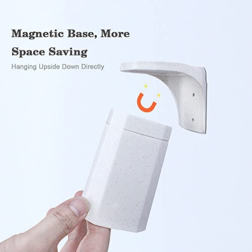 Splenssy Magnetische tandenborstelschaal wandhouder met houder badkamer kommers mok anti-stof drinkbeker, roze - Image 3