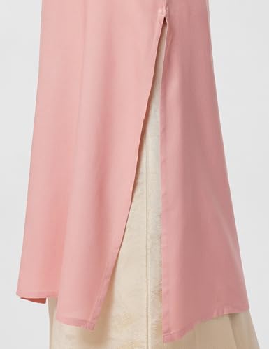 Image of Soch Womens Peach Rayon Mandarin Collar Kurta with Sequins