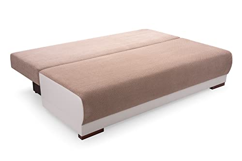 mb-moebel Couch mit Schlaffunktion und Bettkasten Sofa Schlafsofa Wohnzimmercouch Bettsofa Ausziehbar Nisa (Grau) – Bild 8