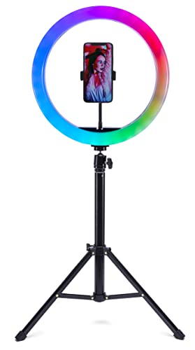 Rio Studio RGB Beauty Ring Light 12" with Adjustable Tripod Stand, Remote, Smartphone Holder & 50+ Color Modes - Image 3