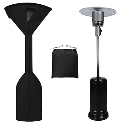 Easy-Going Stand-Up Patio Heater Cover with Zipper and Storage Bag, Waterproof Outdoor Heater Cover Dustproof, UV-Resisant, Wind-Resistant (95" H x 34" D x 19" B, Black)