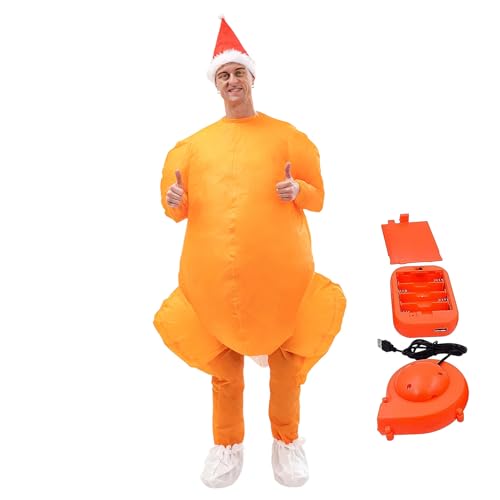Ylnailky Déguisement De Dinde Pour Thanksgiving,Unisexe Amusant Tenue Intégrale Gonflable de Poulet | Déguisement de Cosplay de Dinde pour Noël | Pour Adultes, Couples, Amis, Épouse, Mari, Père