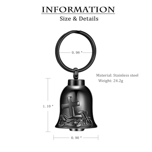 constantlife Bell Urn Necklace for Ashes Cross Motorcycle Memorial Pendant Cremation Jewelry Human Pet Ash Holder Keepsake Gift for Men Women2