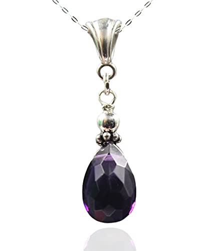 Amethyst Necklace for Women Sterling Silver, Purple Amethyst Necklace for Women, Real Amethyst Necklace, February Birthstone,18 20 Inch Chain