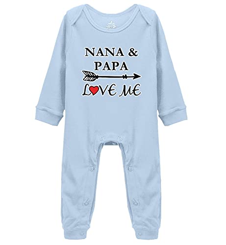 Poemsimai Nana and Papa Love Me Unisex Baby Footed Bodysuit Cartoon Bodysuit Playsuit K-Blue