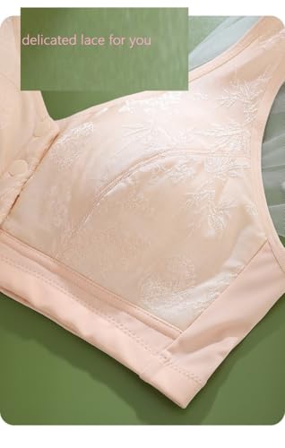 Image of 4 Pack Women Cotton Front Button Bra Snap Comfort Sleep Bra, Easy Close Bras Wireless, Seamless T-Shirt Bra