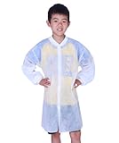Cleaing Pack of 10 Disposable Lab Coats for Kids with Knit Cuffs Large