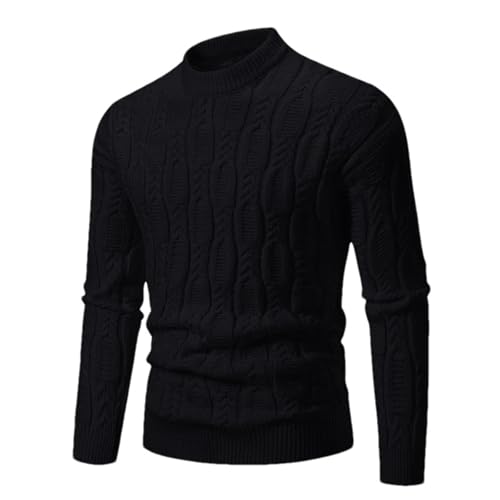 Men's Winter Keep Warm Knit Sweater Casual Long Sleeve Mock Neck Fisherman Cable Knitted Pullover